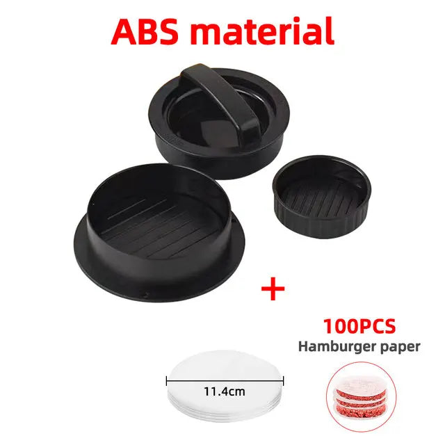 ABS Hamburger Press Meat Pie Press Stuffed Burger Mold Maker with Baking Paper Liners Patty Pastry Tools BBQ Kitchen Accessories