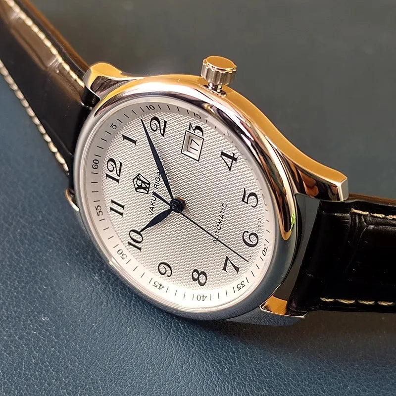 Men's Automatic Watch, Business Haiou ST2130 Caliber, Burnt Blue Ultra-Thin Hands with Date Display