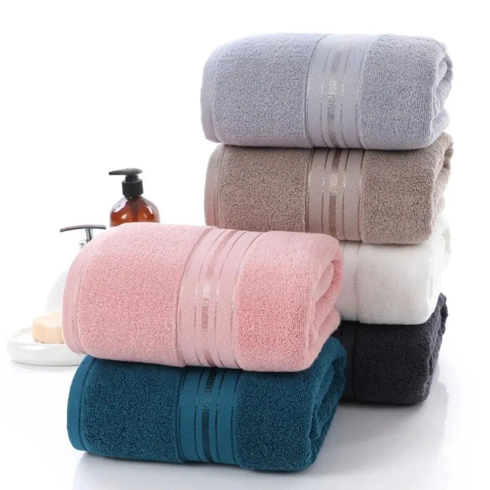 Towel Set Cotton Bath Towel Elegant Blue Hand Face Towel Durable White Terry Cloth Adults
