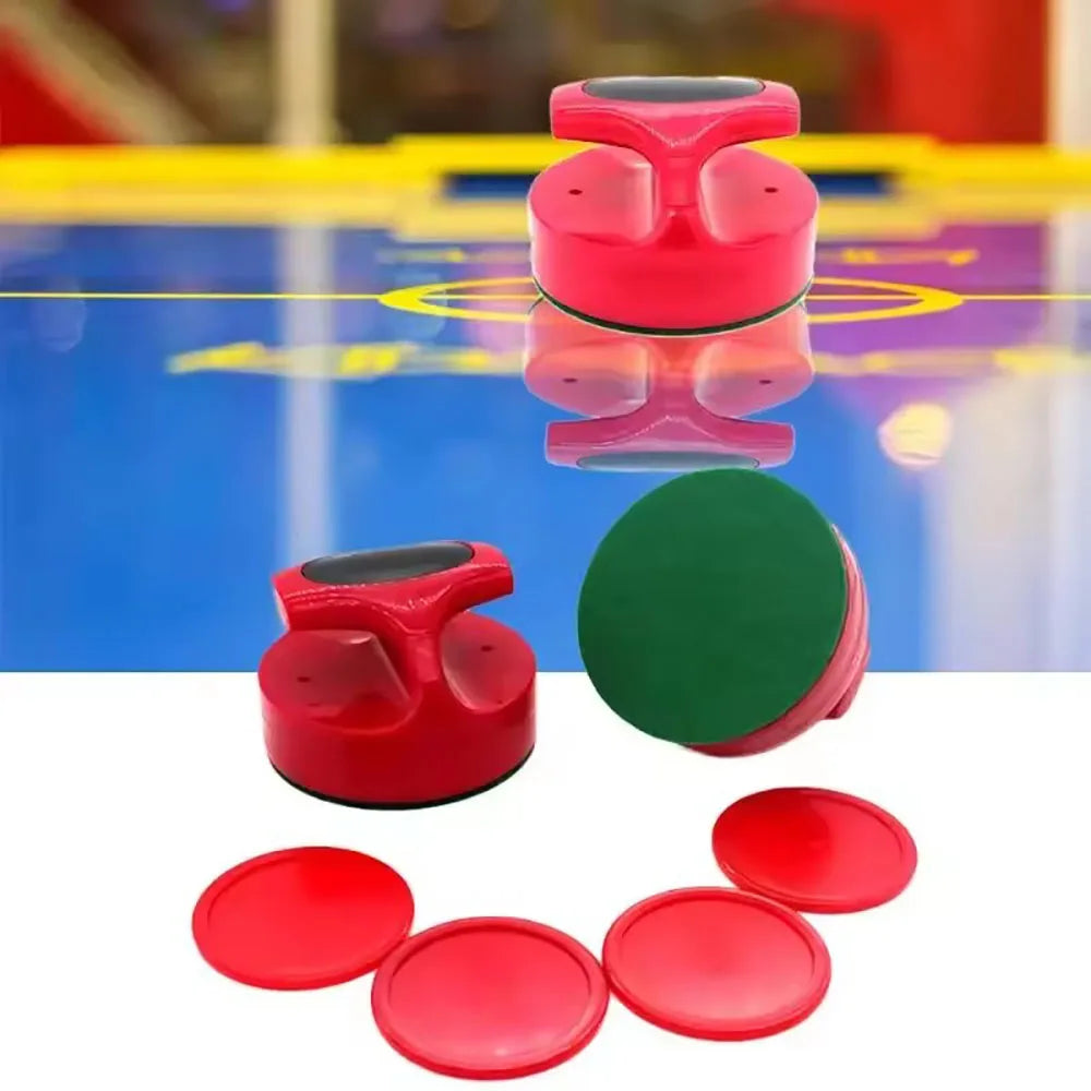 Air Hockey Pushers and Hockey Discs, Large Goalkeeper Handles, Pallets, Game Table Spare Accessories (2 Strike 4 Puck)
