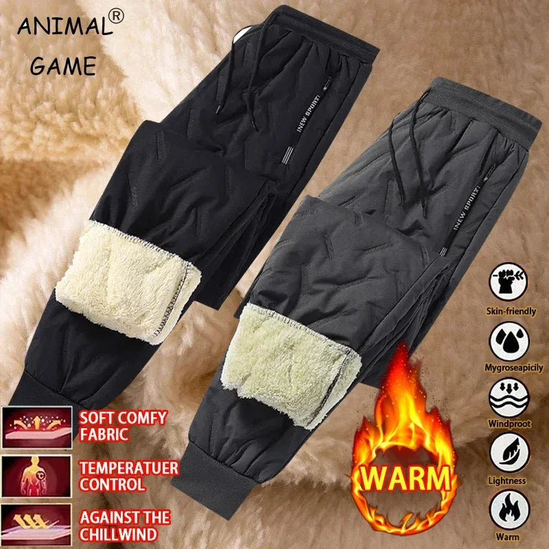 Animal Game Winter Women Plush Thick Fleece Waterproof Sweatpant Windproof Casual Pants Warm Outerwear Lambswool Thermal