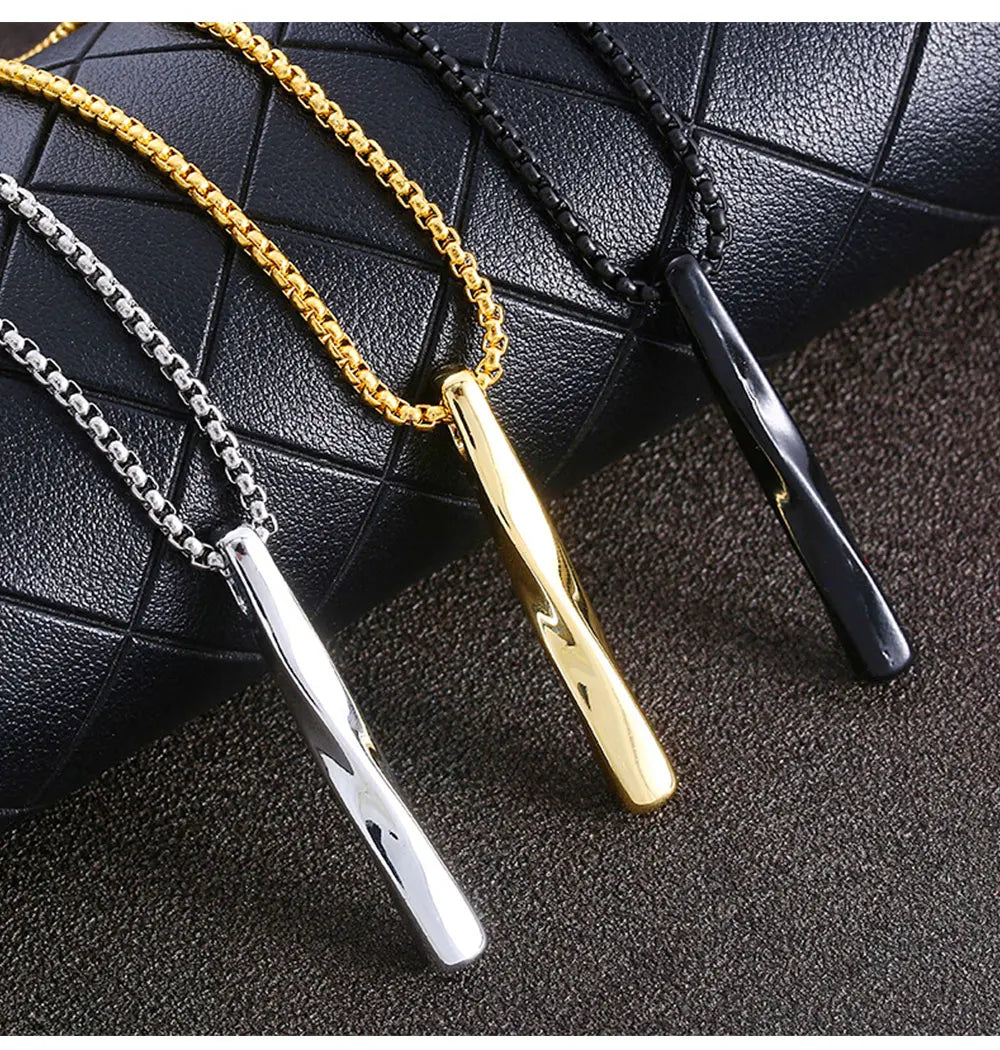 Mens Jewellery New Vintage Rectangle Pendant Necklace Men Width 3mm Stainless Steel Handmade Chain Necklace for Men Jewelry Gift