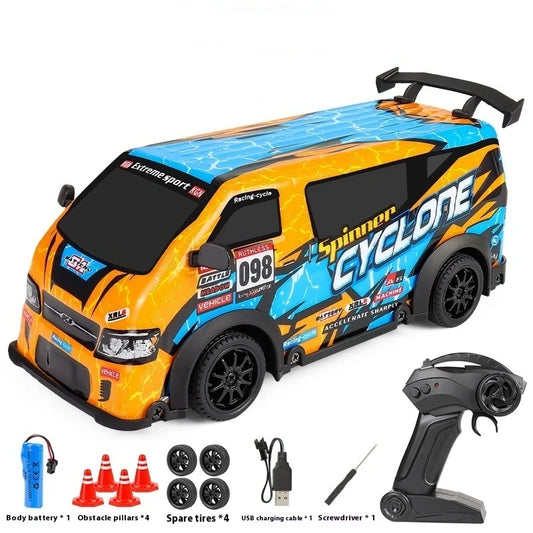 Rc Car 1:24 High-Speed Drift Minivan Cool Lighting Four-Wheel Drive Off-Road Competitive Model Electric Remote Control Car
