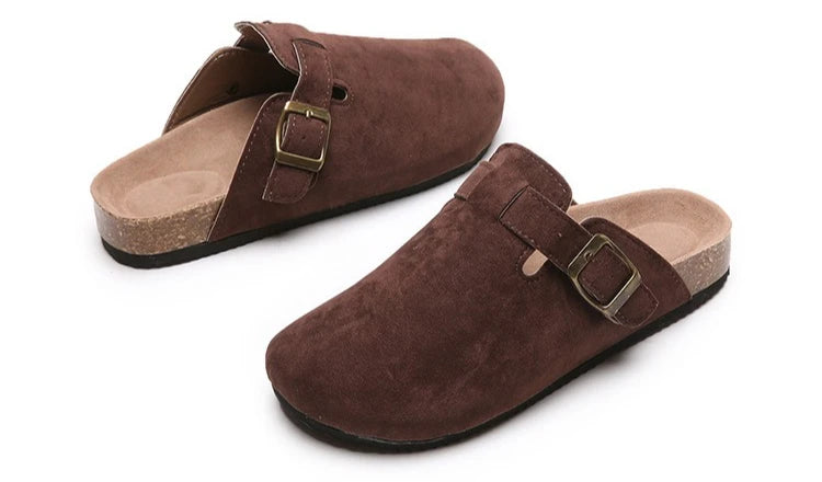 Cork Footbed Slippers For Women Men Fashion Clogs Leather Mules Female Home Street Shoes With Arch Support Indoor Outdoor Slides