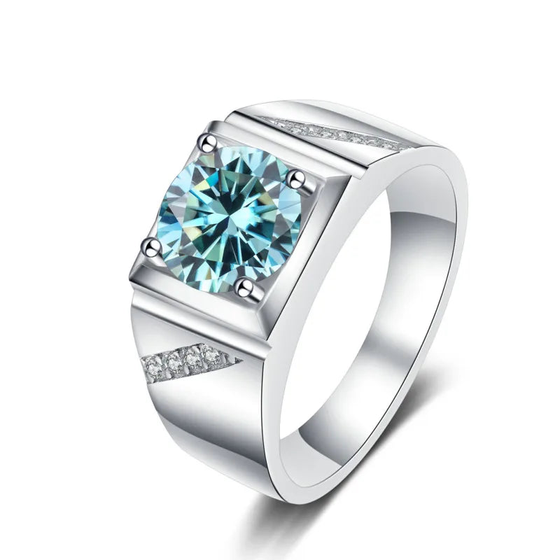 JoyceJelly Pure Silver 925 Jewelry For Men Luxury 1 Carat D Color Moissanite Ring S925 Simple Wedding Rings Platinum Plating