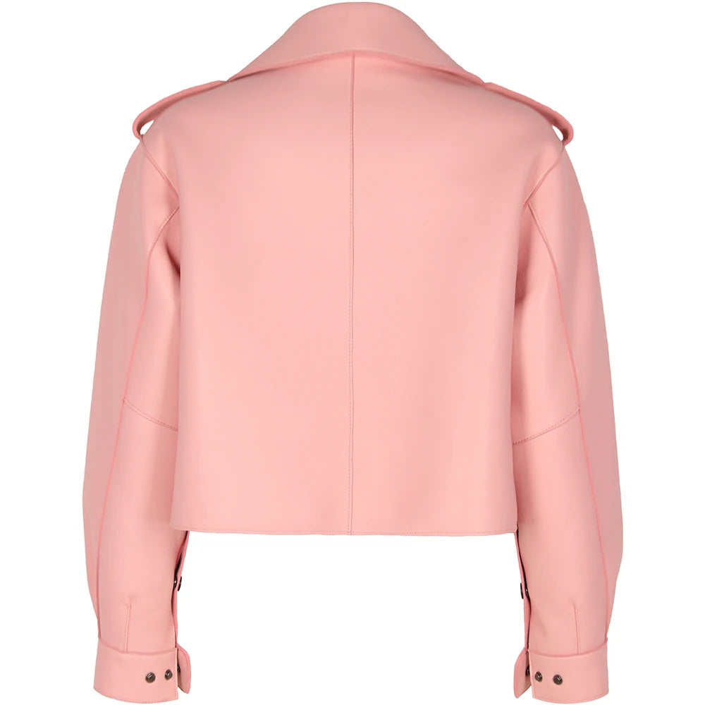 YOLOAgain Oversized Real Leather Jacket Women Sheepskin Coat