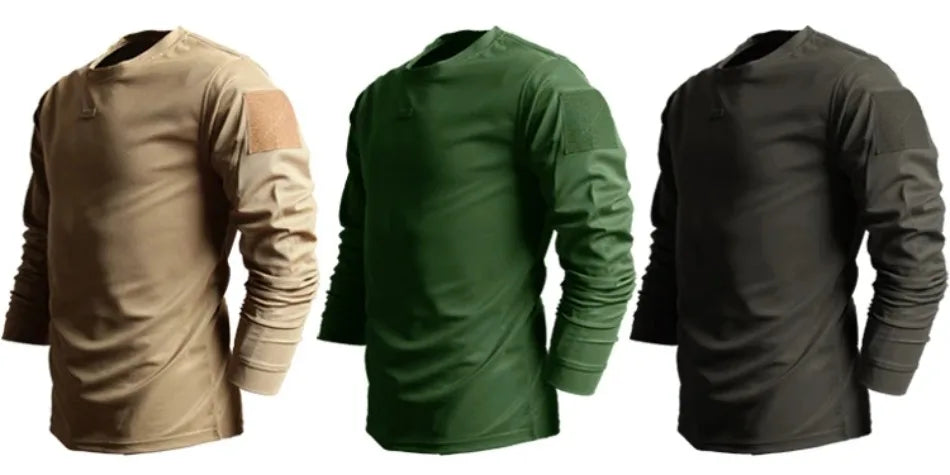 Spring Training Tactical Top Mens Elastic Wear-resistant Outdoor Sports Long Sleeved T-shirt Quick Drying Slim Round Neck Shirt