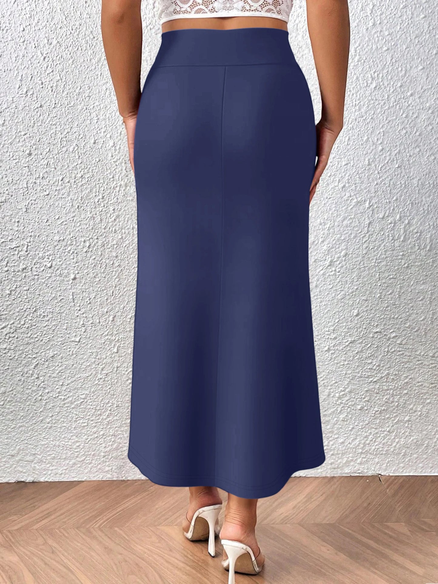 Versatile Midi Skirt High Waisted Flared Design Smooth Texture Suitable for Spring Gardens Summer Markets Autumn Walks