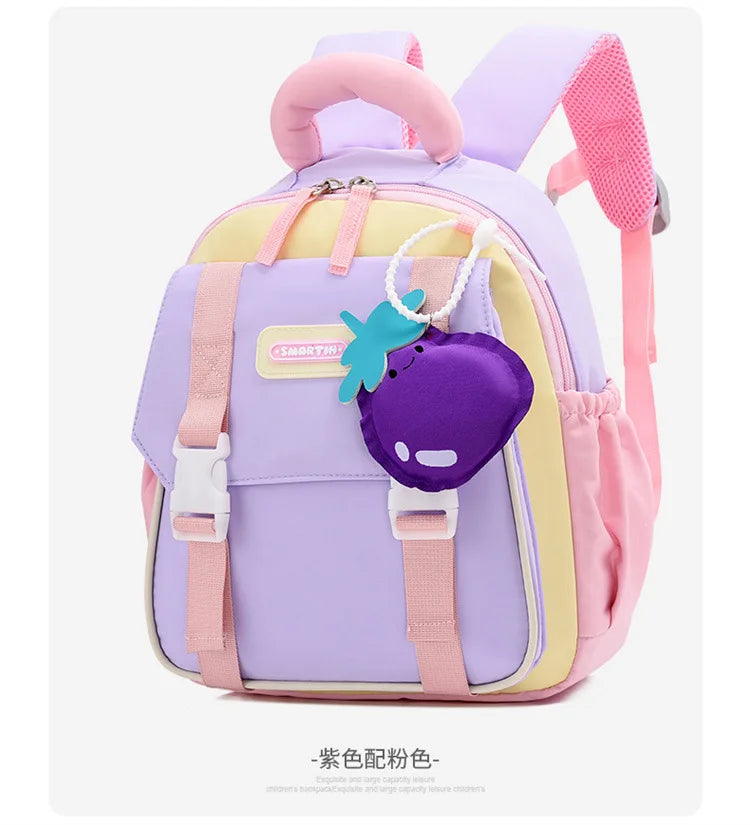 New Large-capacity Backpack Children Kindergarten Backpack Boys Girls Kids Load-reducing Color-blocking Double-shoulder Bag