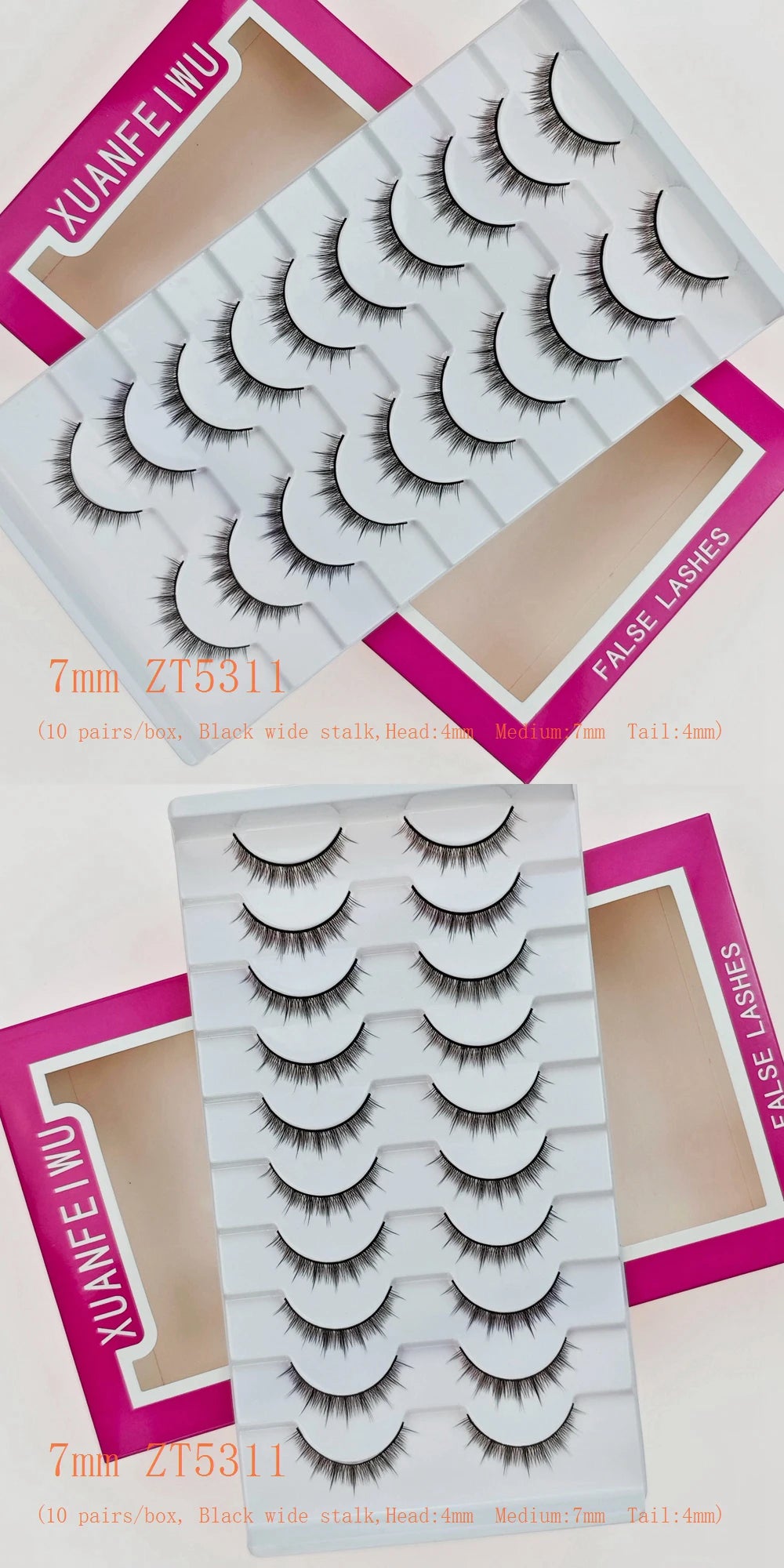 Xuanfeiwu Natural Short Style No-Makeup Look Sparse Full-Strip Ultra-Natural Realistic One-Piece Natural-Looking False Eyelashes DIY Self-Application Beginner Light Makeup Eyelashes