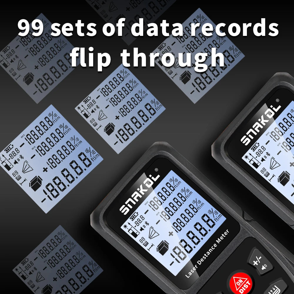 Snakol Laser Distance Meter 50m 70m 100m 120m Digital Range Finder Rechargeable Rangefinder Laser Tape Measure Electronic Ruler