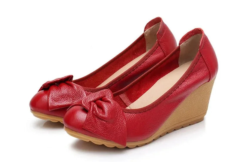 Women's Shoes New Fashion Genuine Leather High Heels Women Wedge Shoes Elegant Casual Woman Shoes Ladies Wedges Female Footwear