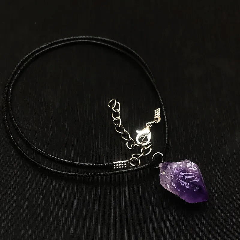 Jewellery Women Necklace Natural Healing Amethyst Crystal Rose Quartz Stone Abalone Shell Pendant Collar Acero Inoxidable Mujer