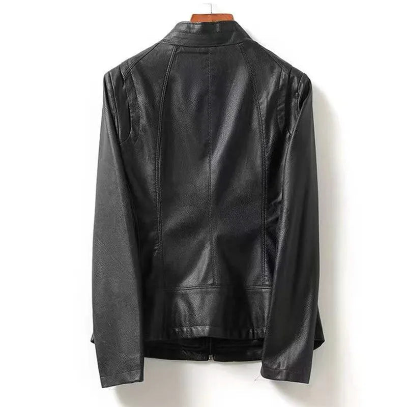 New Sheep Leather Jacket Women Spring Autumn 2025 Casual Fashion Motorcycle Jackets Female Streetwear Slim Chic Short Coat