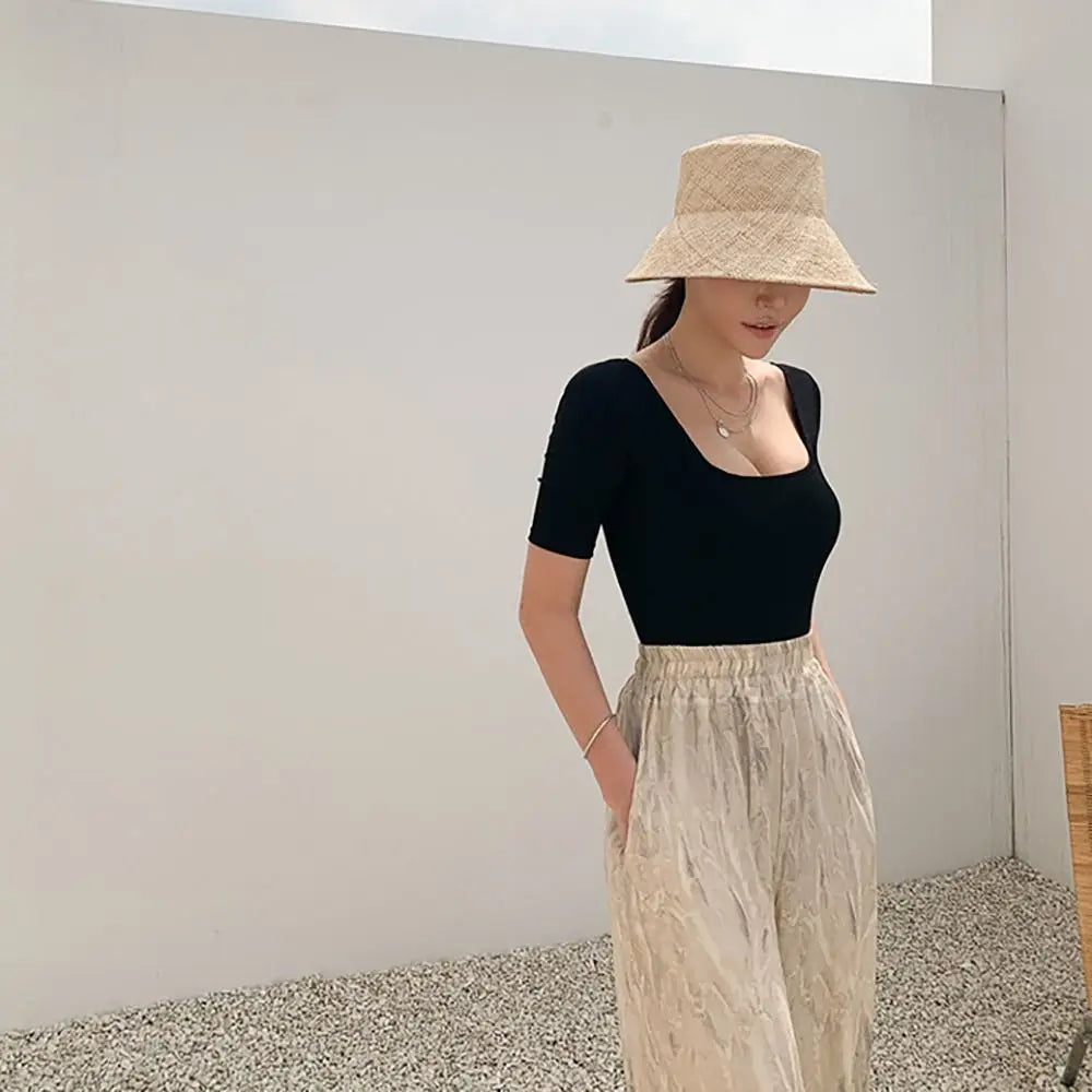 Ladies Bathing Suit Solid Color Hollow Out Swimsuit Slim Design High Waist Backless Swimsuit Mesh Cut Short Sleeve Swimwear Bath