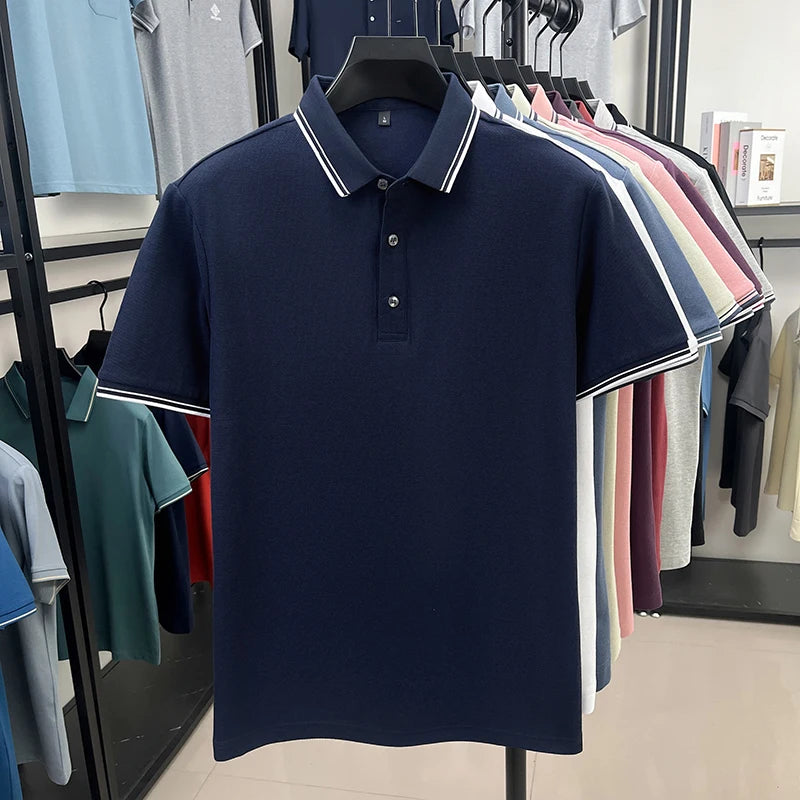 100% pure cotton men's polo shirt summer new fashion casual short sleeve comfortable luxury new simple solid color lapel T-shirt