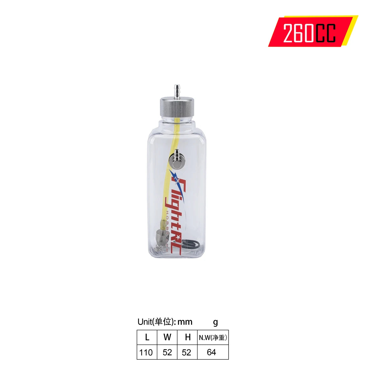 RC Fuel Tank Transparent Plastic Bottle 260/360/500/700/1000/1500 ML/CC CNC Aluminum Alloy for Gas and Nitro Airplane Model