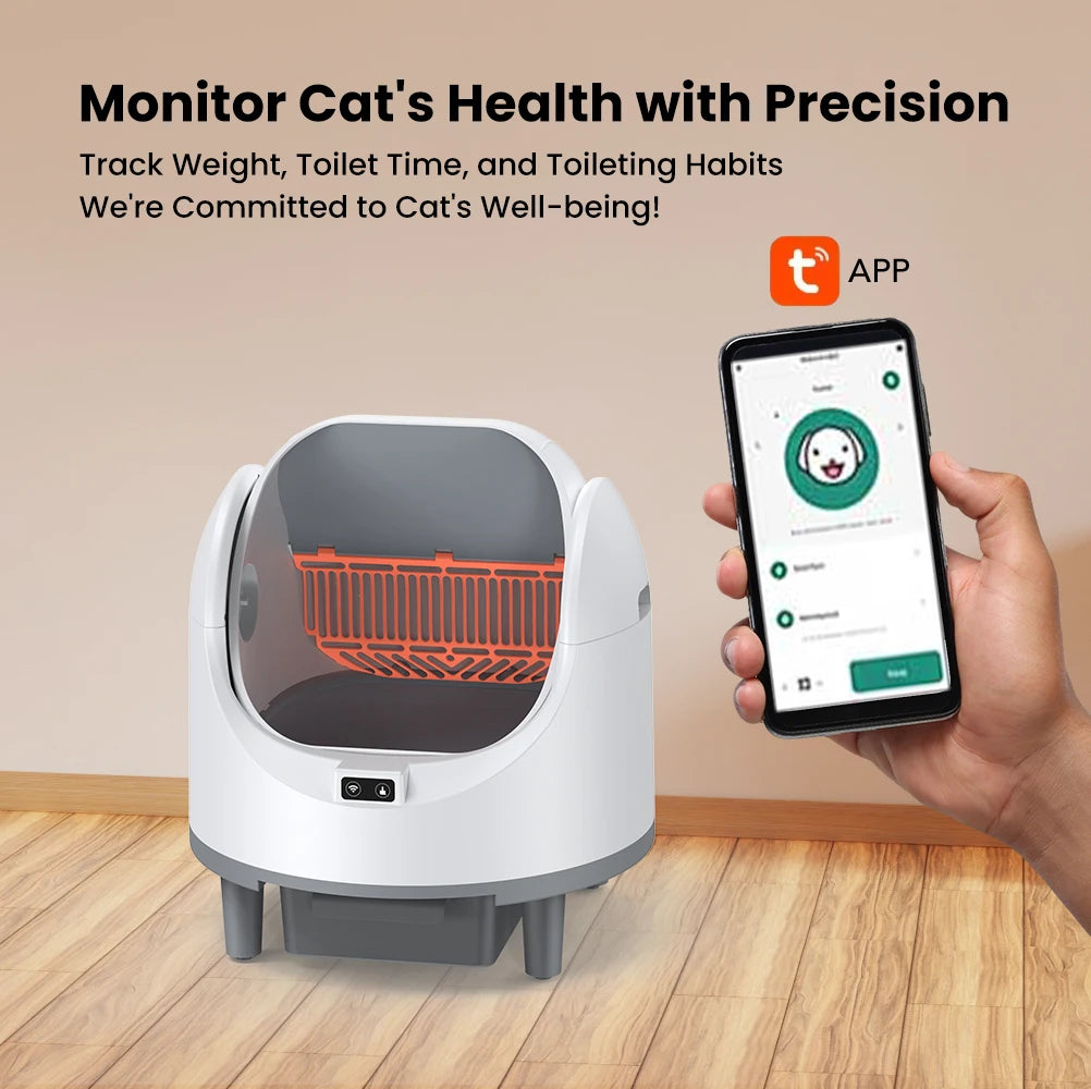 Self-Cleaning Cat Litter Box Easy to Clean Smart Cat Toilet with Cat Litter Mat Automatic Cat Litter Box By WIFI Control