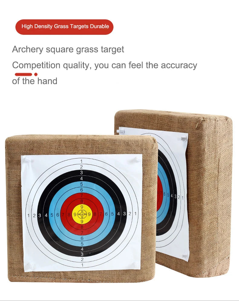 Archery Target Grass Square Target For Backyard - 20inch Bow Archery and Arrows Block Straw Target For Compound Recurve Bow Shoo