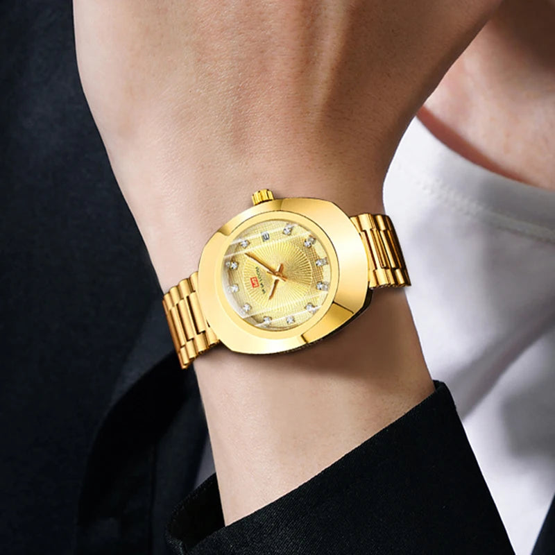 Gold Men Wrist Watches For Male Clock 2025 Top Brand Luxury Golden Fashion Men Quartz Watches Waterproof Wristwatches Dropship