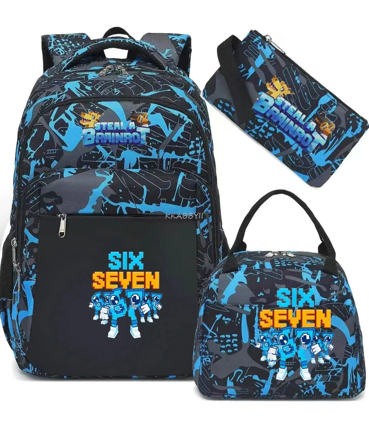 Steal A BrainRot Backpack with Lunch Bag for 67 Six Seven Teenagers Student School Bags Casual Comfortable Travel Set