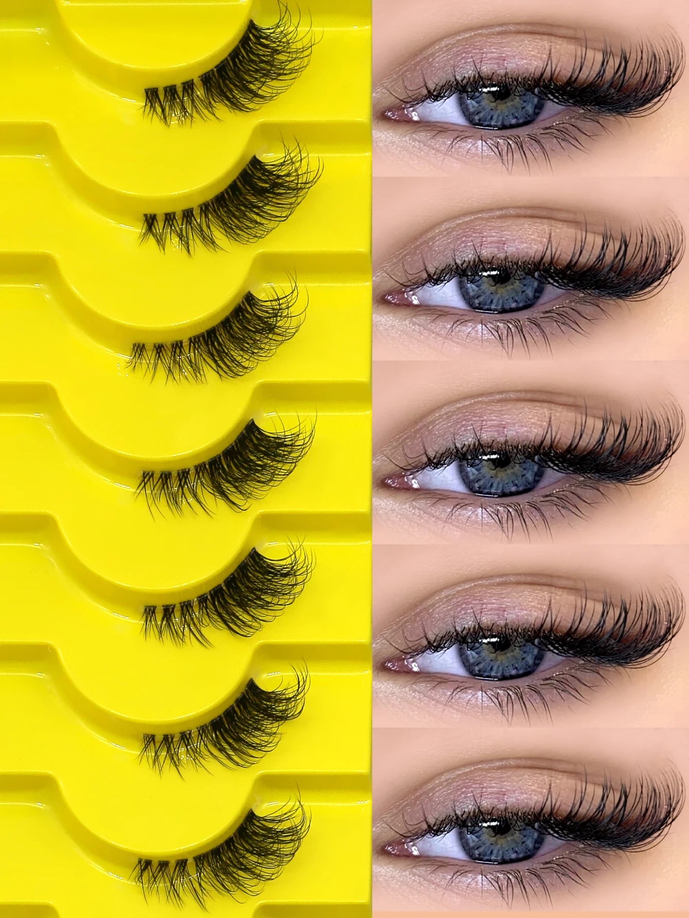 Veltrinay Half Lashes Natural Fake Lashes Wispy Cat Eye Lashes Clear Band Accent Short False Eyelashes Makeup