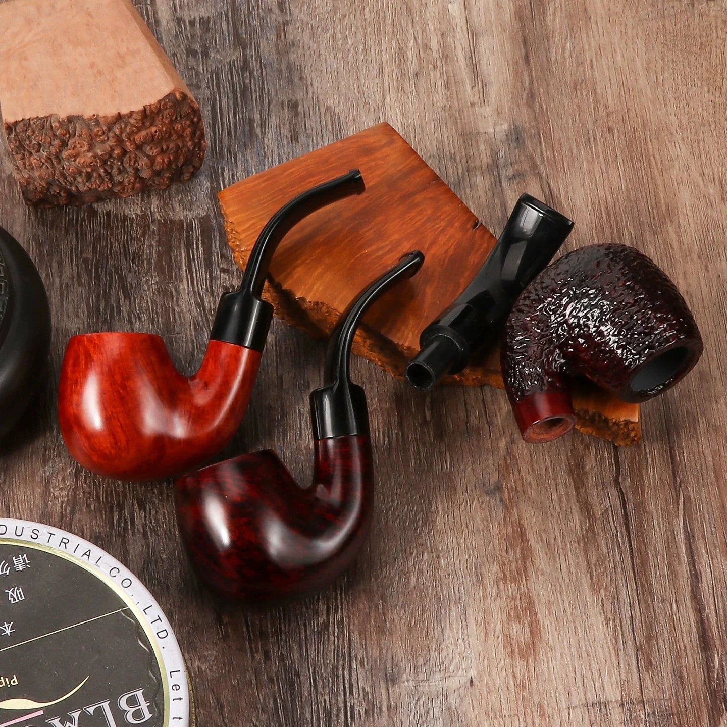 Premium Briar Sherlock Holmes Style Smoking Pipe - 9mm Filter, Handcrafted Solid Wood, Classic Gentlemen's Tobacco Pipe