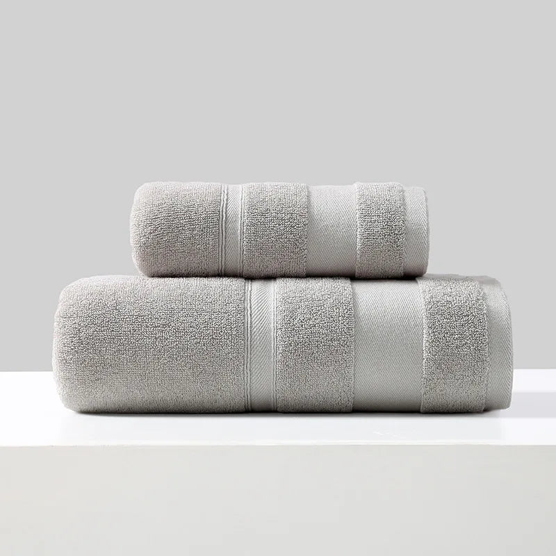 Battilo Cotton Bath Towel Soft Absorbent Face Hand Towels Luxury Hotel Spa Bathroom Towel Solid Beach Towel 2Pcs Bath Towel Set