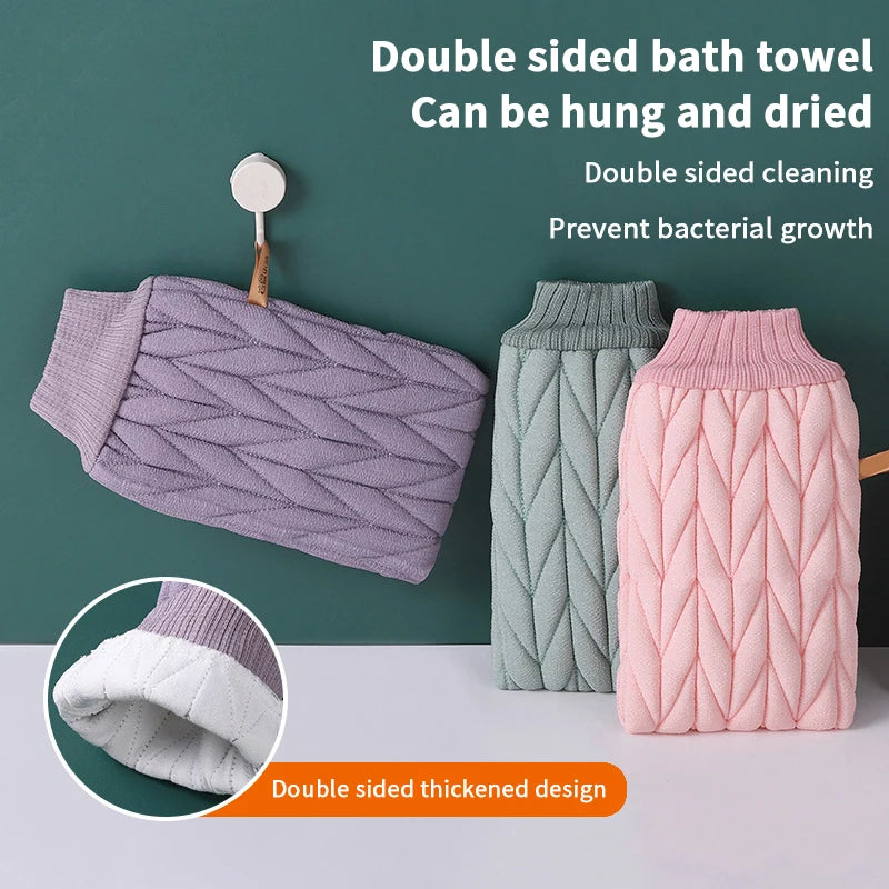 Bath Scrubber Powerful Stain Removal Bath Gloves Body Scrub Exfoliating Shower Washcloth Back Scrub Durable Deep Cleansing Towel