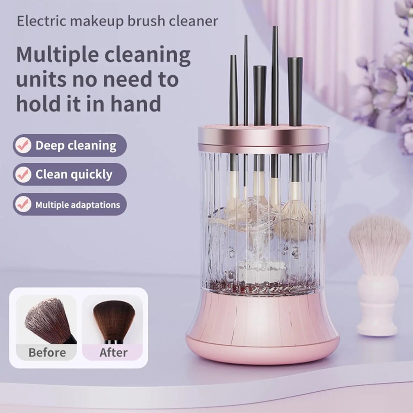 Makeup Brush Cleaner, Rechargeable Cosmetic Brush Cleaner Machine, Makeup Brush Cleaning Tool,Multifunctional Drying Accessories