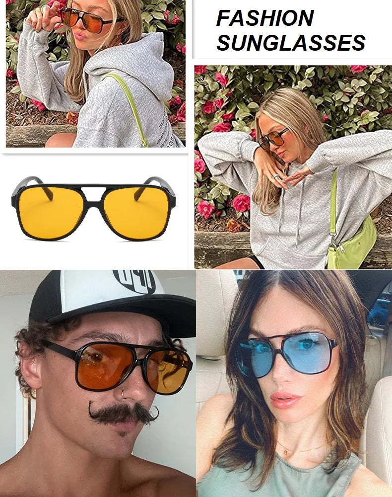 Retro Polarized Sunglasses for Men's Women's Large Frame Classic 90s Vintage Pilot Driving Eyewaer UV400 Protective Sun glasses