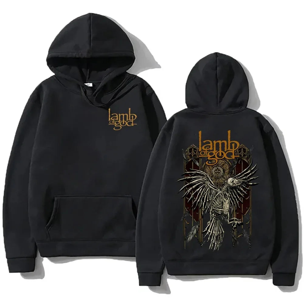 Mental Band Lamb of God Heavy Album Covers Graphic Print Hoodies Men Women Street Sweatshirts Loose Casual Oversized Pullovers