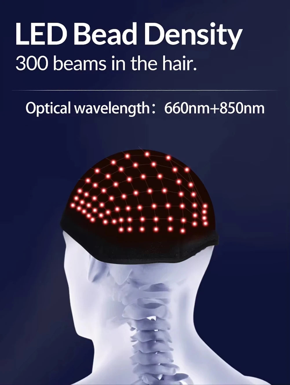 300Pcs Beams hair growth cap 650nm 850nm Red light Near Infrared 100pcs LED Light Hat Anti Hair Loss Relax scalp Massager Device