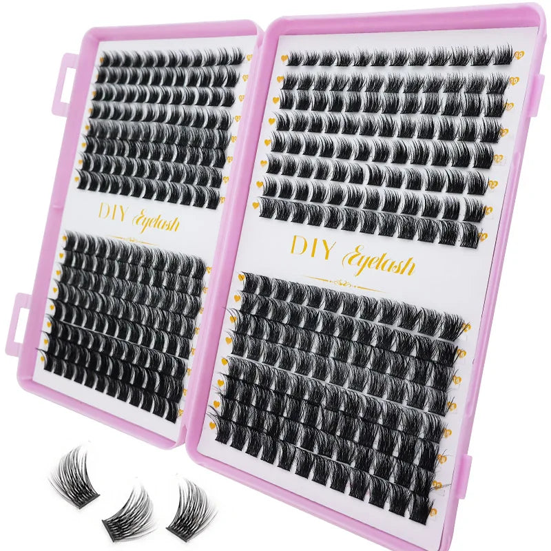 384PCS Eyelash Extension Book (with D-Curl Technology) – Ultra-Thick, Multiple Lengths Available, Easy-to-Apply-at-Home Makeu