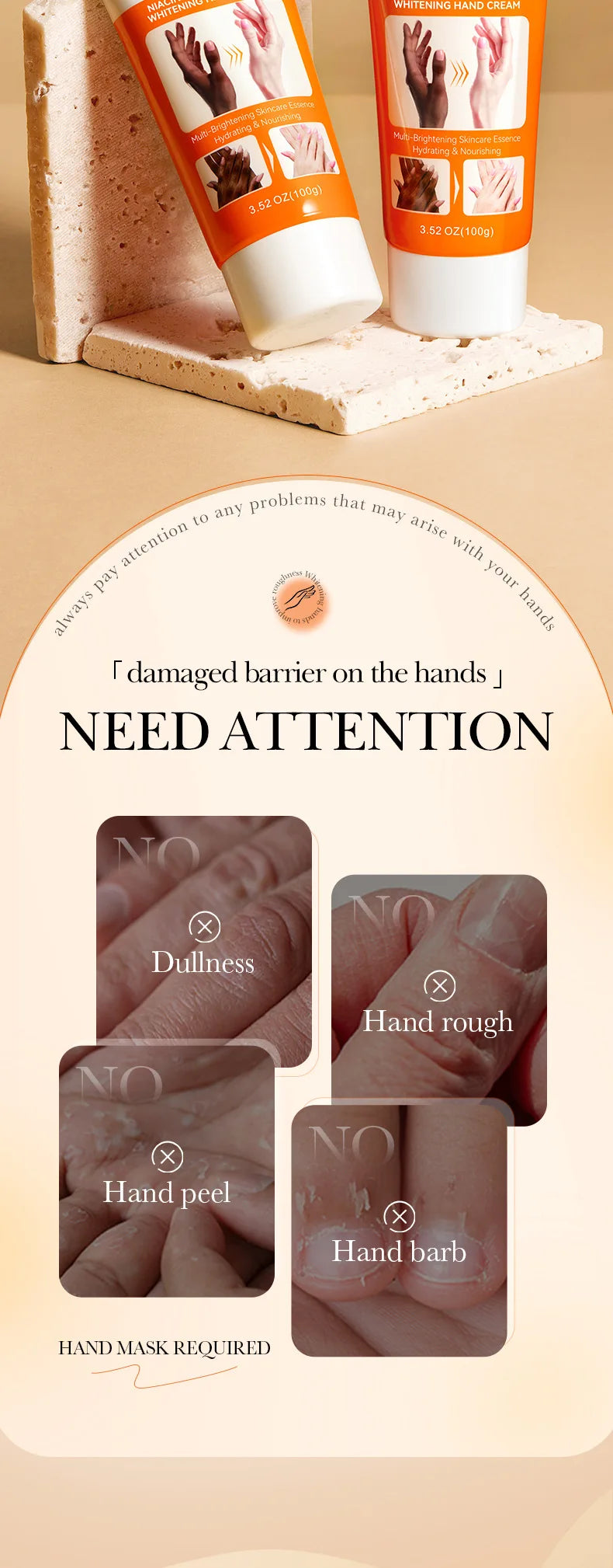 SADOER Skin Whitening Hand Cream Moisturizing Tender Nourish Non Greasy Hydrating Beauty Skin Care