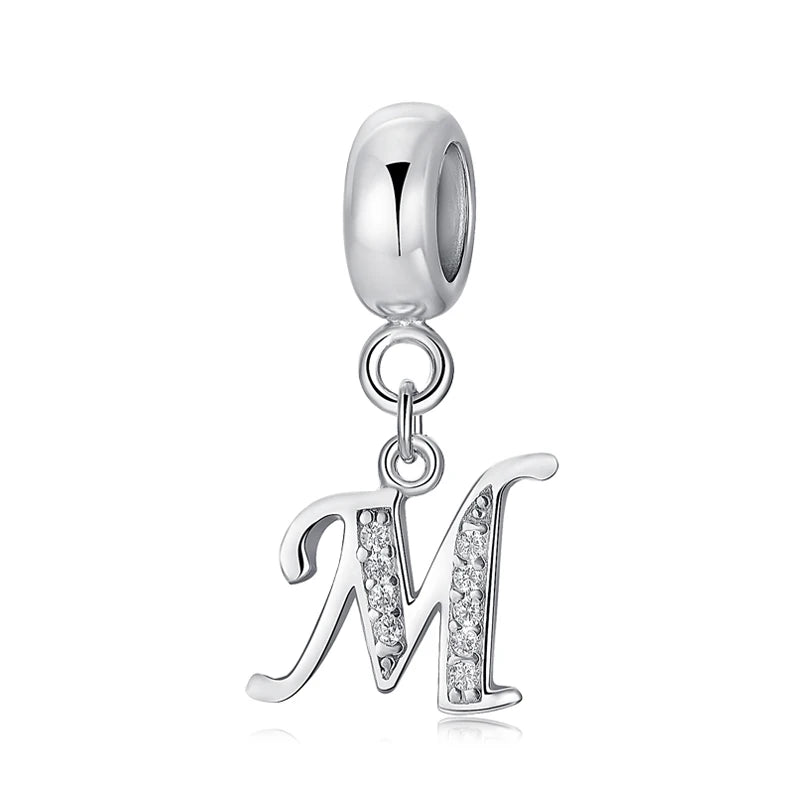 925 Sterling Silver Charms Original Letter Alphabet A-Z Pendant Beads Fit Brand Bracelets Necklaces Diy Jewelry For Women