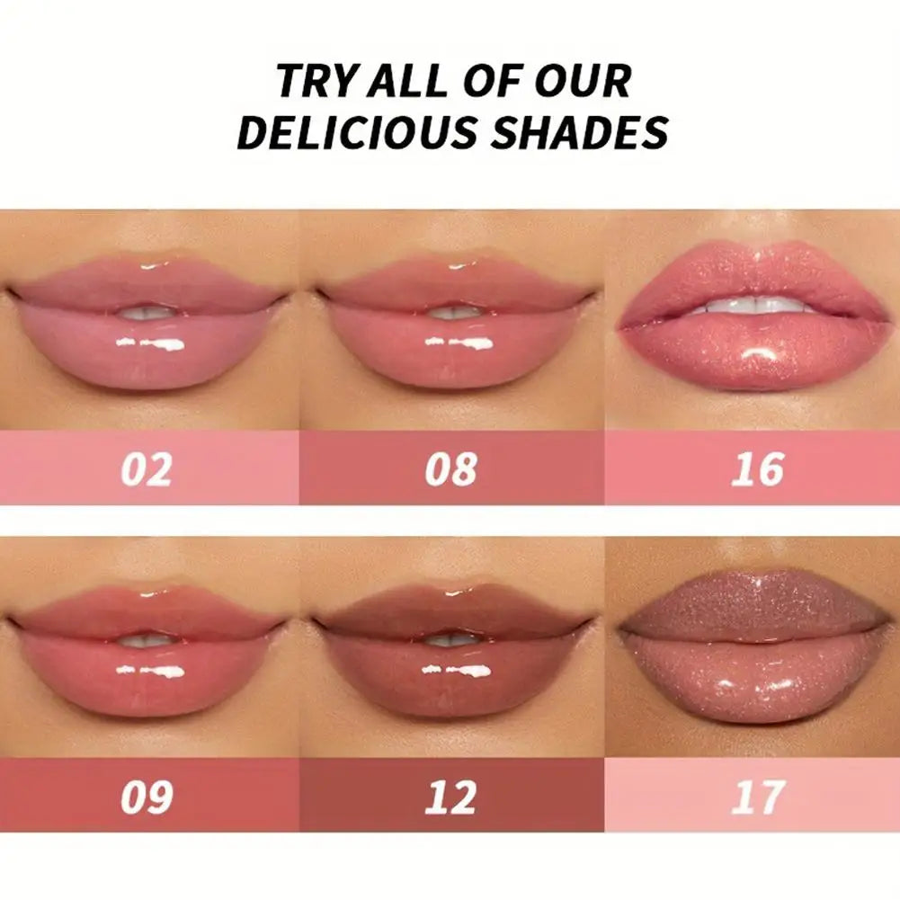 USHAS Mirror Pearl Lip Gloss Waterproof Non Stick Cup Long Lasting Moisturizing Lipstick Shine Glitter Lip Glaze Lip Tint Makeup