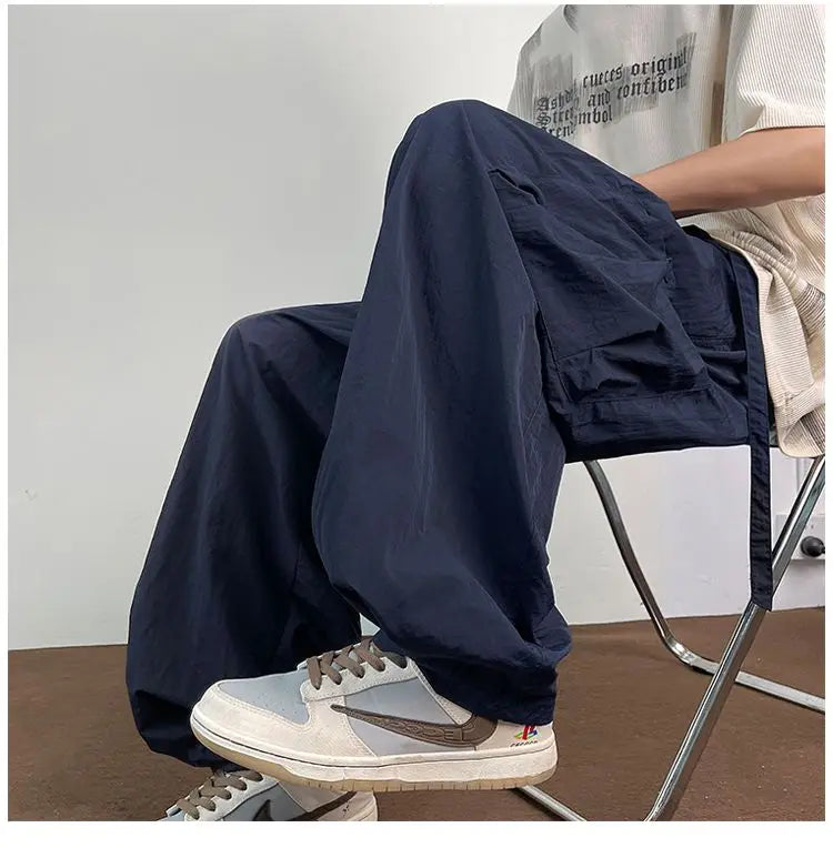 American Workwear Pants Men Summer New Thin Trendy Loose Straight Casual