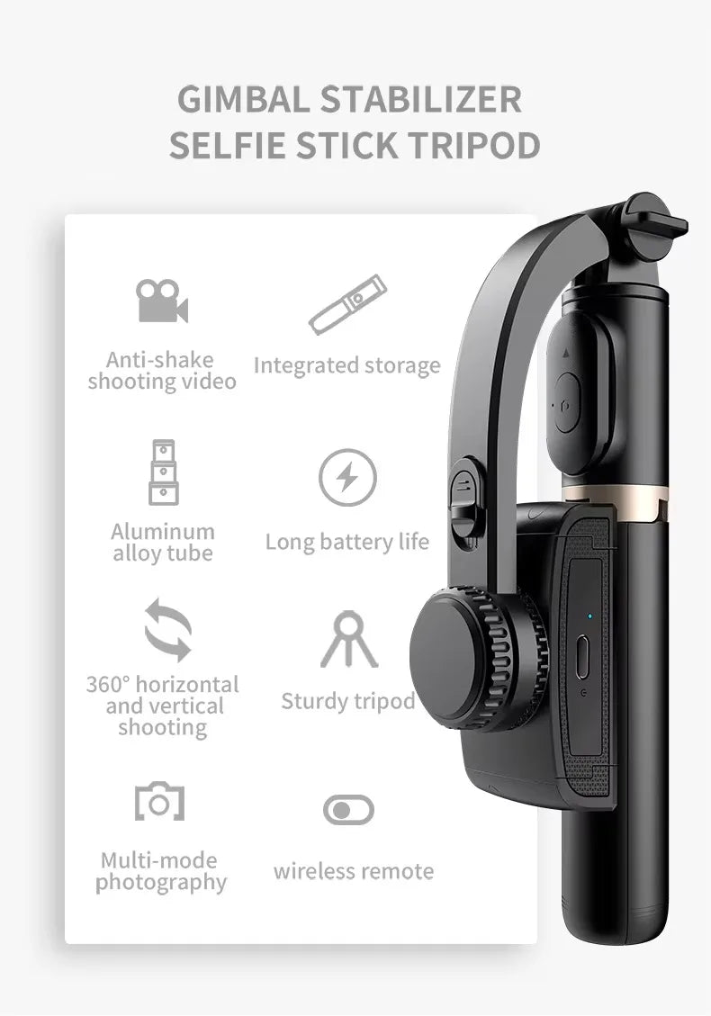 Gimbal Stabilizer for Smartphone,Selfie Stick Tripod with Remote Control Auto Balance 360° Rotation Phone Gimbal for Selfies