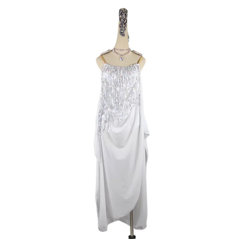 Dress For Dancing Sports Costume Women Latin Practice Dancewear Party Skirt Line Suit Competition Girl Stage Clothes Female Prom