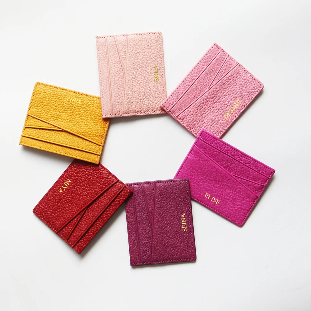 Genuine Leather Woman Coin Purse Luxury Fashion Custom Letter Pouch Mini Key Wallet Luxury Design Earphone Storage Cosmetic Bag