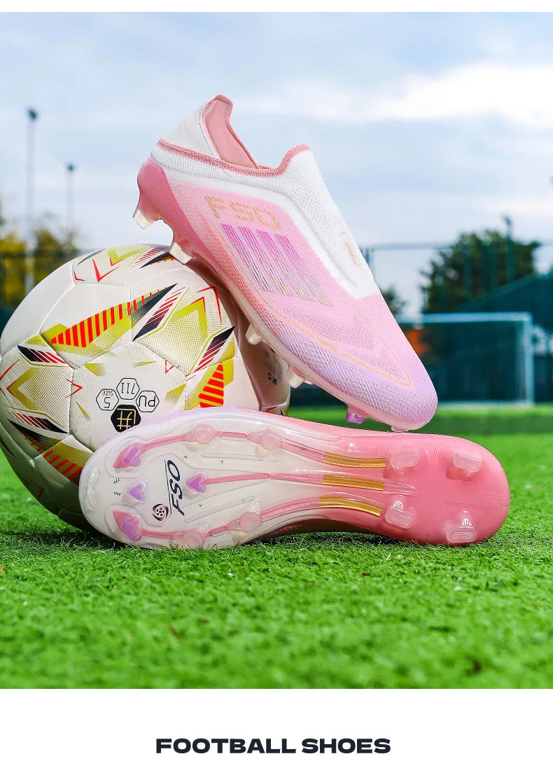 New Men Football Boots Long Spikes Ultralight Match Breathable Indoor Sneakers Soccer Shoes Cleats TF Training Drop Shipping