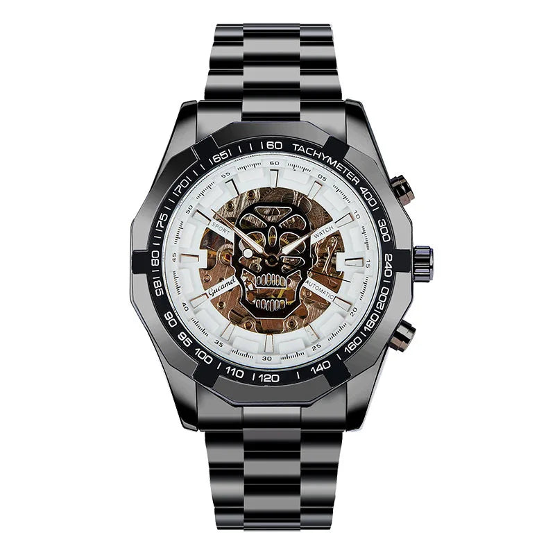 Automatic mechanical watch, fashionable hollow gold automatic mechanical watch, hot-selling business skull watch