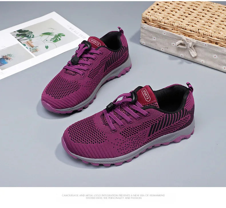 2025 Women Sneakers Fashion Platform Lace Up Casual Sports Shoes Comfortable Running Ladies Vulcanized Shoes Female Footwear