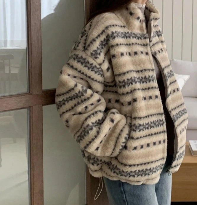 Winter Clothing with Retro Patterns  Thickened Warm Cotton Jacket for Women