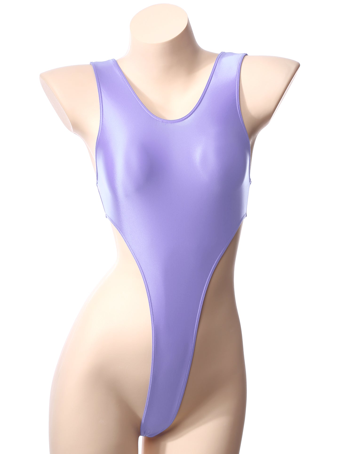 Women Bathing Suit Solid Color Swimsuit Glossy Backless High Cut Dance Yoga Bodysuit Underwear Swimwear Leotard Beachwear
