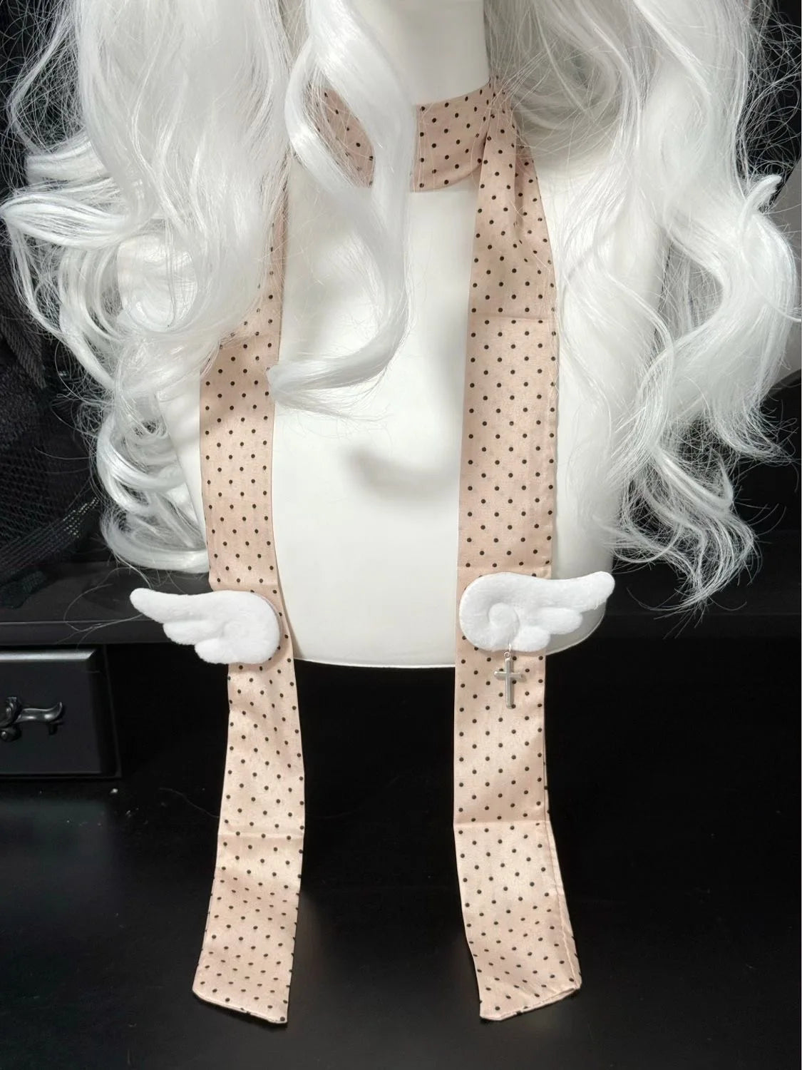Handmade Polka Dot Silk Necktie Summer New Japanese-style Lolita Long Bowtie Girl Y2K Landmine Decoration Bow Tie Accessories