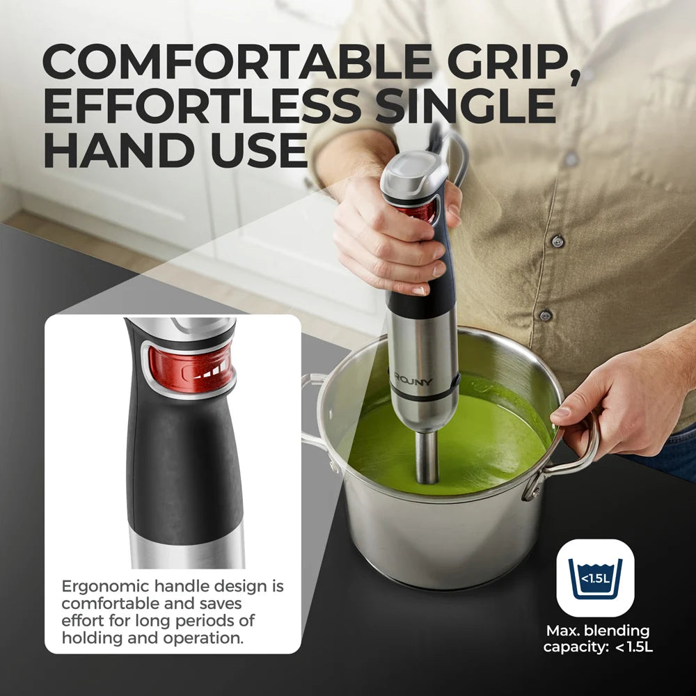 Electric Hand Held Stick Blender 6-in-1 Multi-Purpose Immersion Hand Blender,Stainless Steel Blades,Home & Kitchen,MAX 1500W