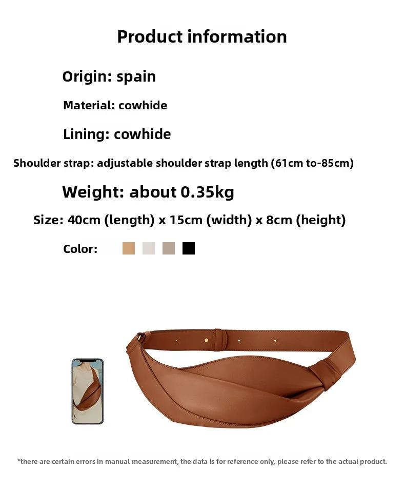 Women's fashionable light beige twist waist bag, simple belt bag, casual waist bag, suitable for daily commuting
