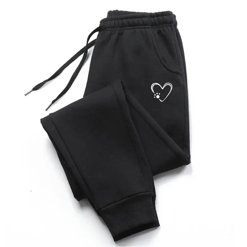 Women Heart Printed Sweatpants Long Pants Jogger Trousers Casual Sports Fitness Solid Color Versatile Pants Women Sweat Pants